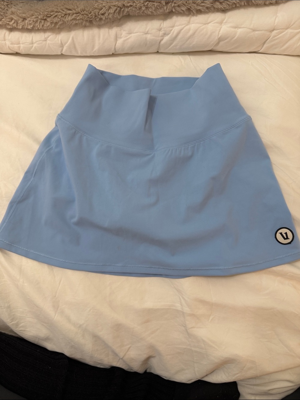 Vuori Sky Blue Athletic Skirt with Subtle Logo